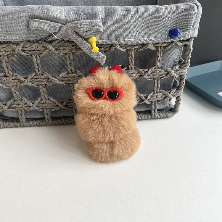 Wholesale of New Cute Fruit Colored Cartoon Plush Caterpillar Keychains